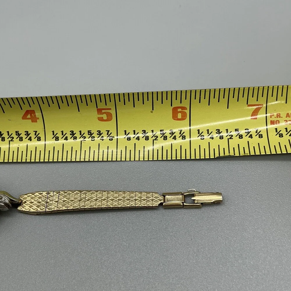 Vintage Caravelle Womens Watch 14mm Champagne Gold Tone Bracelet Diamond Manual
